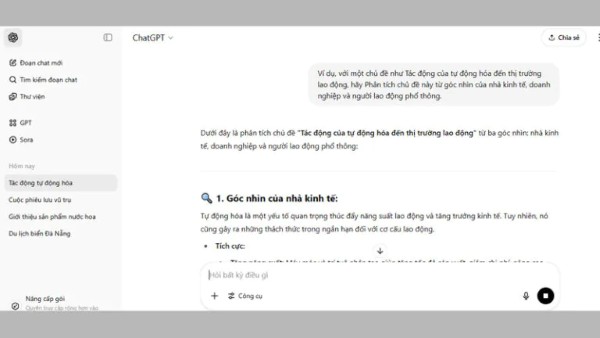 Chat GPT cho phép khai thác ý tưởng mới