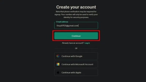 Nhấn “Continue”