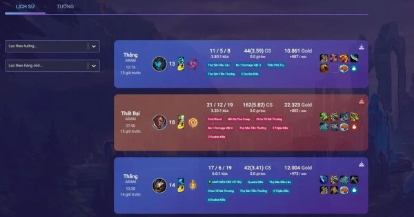Các lưu ý cần biết khi xem lịch sử đấu Liên Minh Huyền Thoại