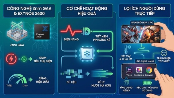 Exynos 2600 được sản xuất trên tiến trình công nghệ 2nm GAA (Gate-All-Around)