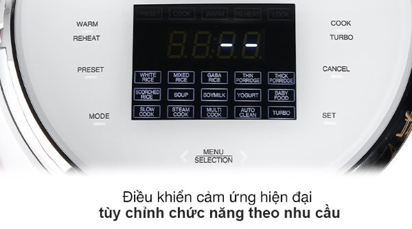 Cuckoo CR-1020F/WHWHVN sử dụng bảng điều khiển cảm ứng hiện đại