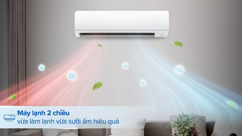 Chế độ sưởi (HEAT) trên điều hòa 2 chiều giúp làm ấm không khí