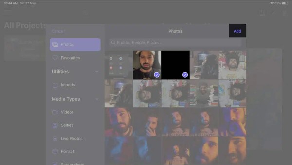 Chọn các video cần chỉnh sửa > nhấn Add