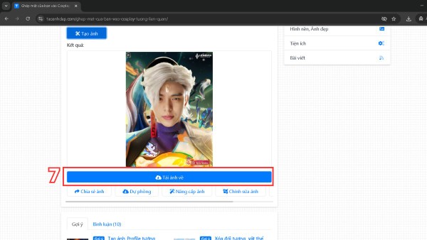 Tải ảnh đã ghép về máy