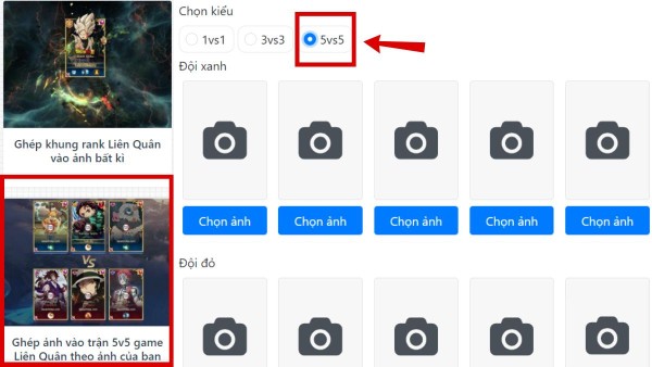 Chọn mục ghép ảnh 5v5