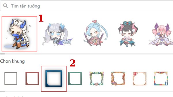 Tìm và chọn tướng chibi, khung ảnh