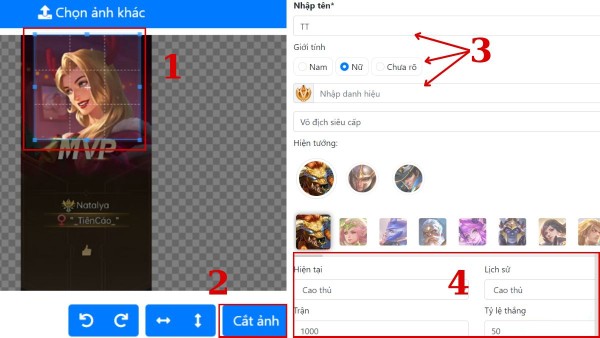 Chỉnh sửa lại khung hình và thông tin 