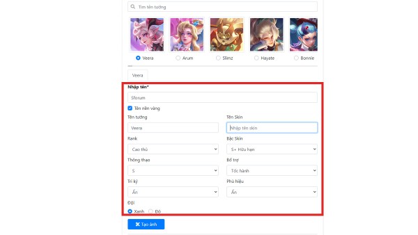Điền đầy đủ thông tin cần thiết
