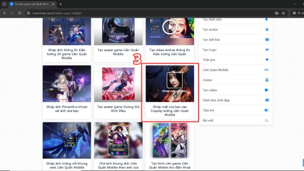 Chọn Ghép mặt của bạn vào cosplay tướng Liên Quân Mobile