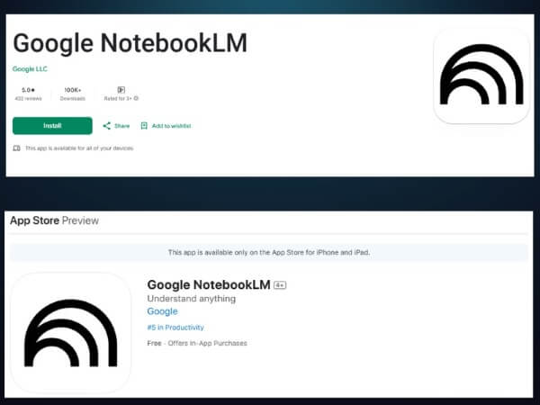 Tải ứng dụng Google NotebookLM từ Google Play Store và App Store