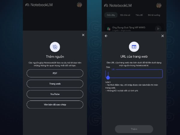 Ứng dụng di động trên Google NotebookLM hỗ trợ 4 nguồn chính