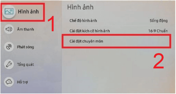 Mở Hình ảnh → chọn Cài đặt chuyên môn