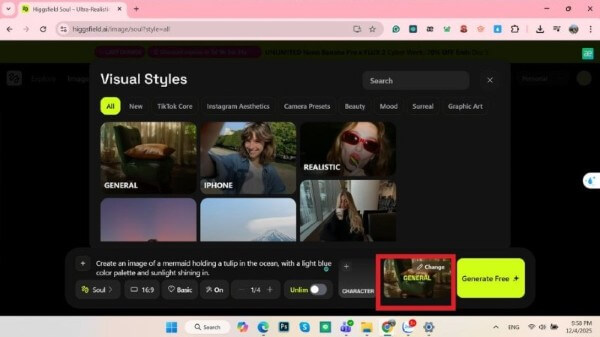Chọn phong cách ảnh 