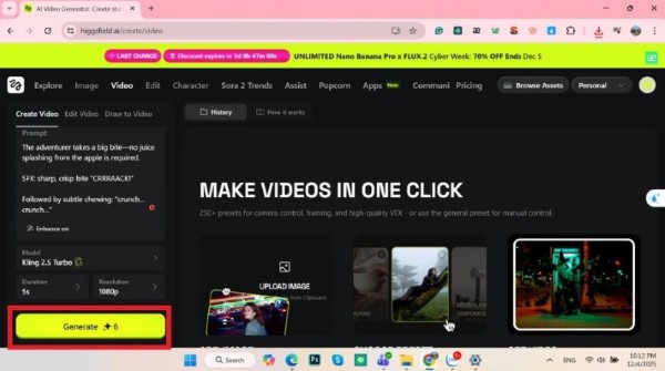 Nhấn “Generate”