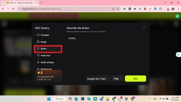 Mô tả chi tiết hành động