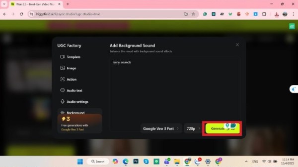 Nhấn “Generate” 