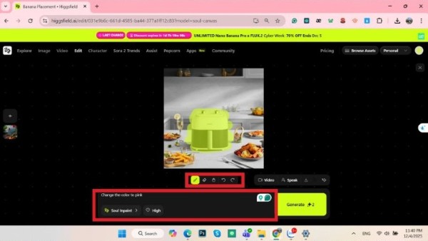 Khoanh vùng cần chỉnh sửa 