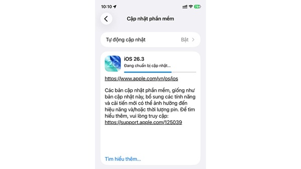 Thông tin tổng quan về iOS 26.3 