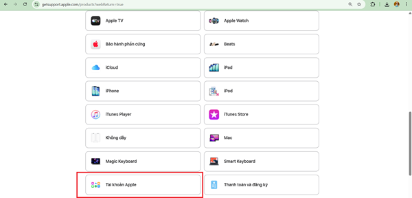 Chọn Tài khoản Apple