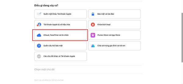 Hãy chọn tiếp iCloud, FaceTime và ứng dụng nhắn tin