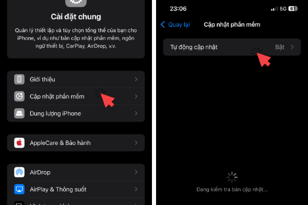 Chọn Cập nhật phần mềm
