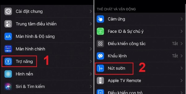 Chọn Trợ năng → Nút sườn