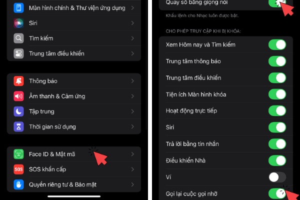 Chọn tắt Quay số bằng giọng nói và Gọi lại cuộc gọi nhỡ