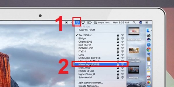 Chọn WiFi Mirroring để kết nối mạng 