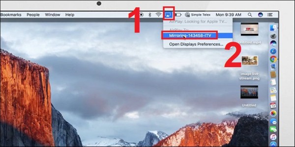 Nhấn biểu tượng AirPlay → chọn Mirroring
