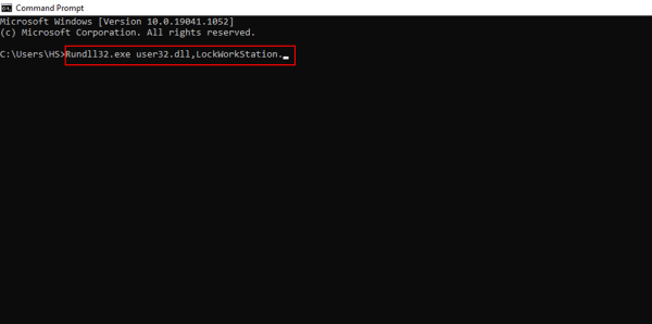 Nhập lệnh: Rundll32.exe user32.dll,LockWorkStation