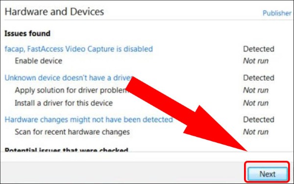 Nhấn Hardware and Devices → Next
