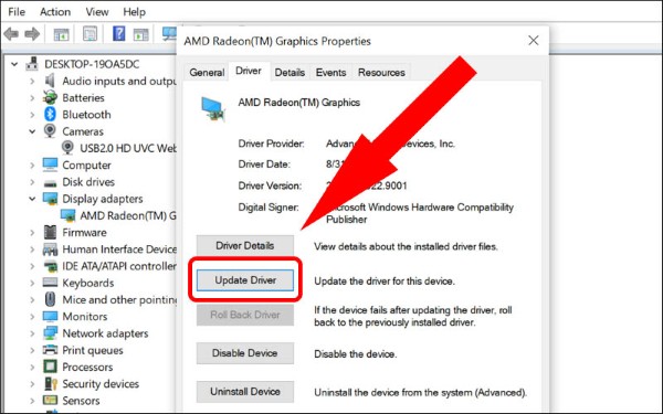 Chọn Update Driver