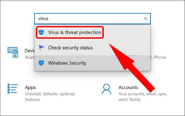 Chọn Virus & threat protection