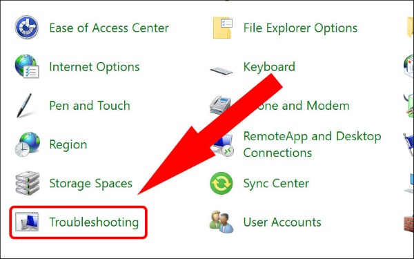 Nhấn Troubleshooting