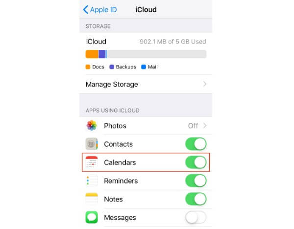 Thử tắt rồi bật lại đồng bộ Lịch để làm mới