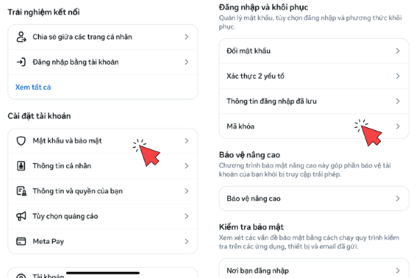 Chọn Mật khẩu và bảo mật