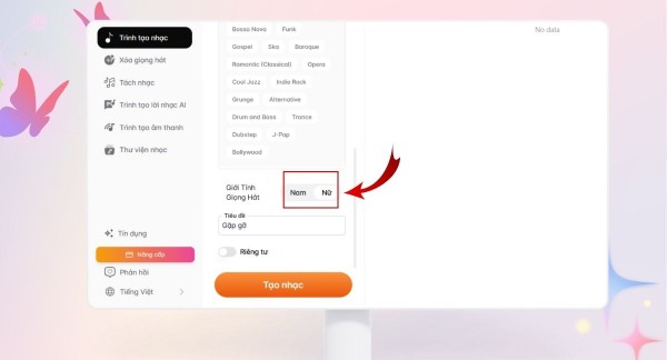 Chọn giọng hát nam hoặc nữ