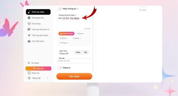 Hoàn tất phần nội dung và chọn phong cách âm nhạc