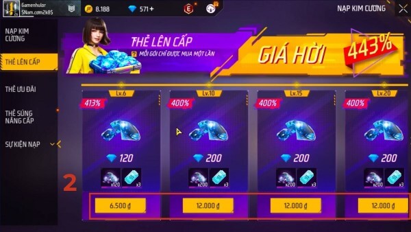 Chọn cấp độ thẻ 