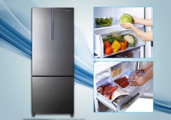 Tủ lạnh ngăn đá dưới với ngăn mát đặt phía trên và ngăn đông nằm bên dưới