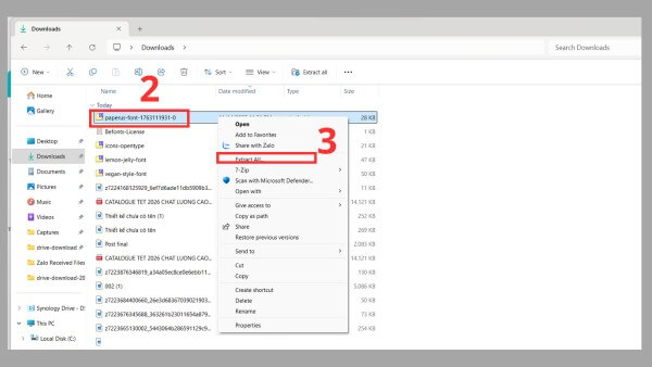 Nhấn chuột phải → chọn Extract