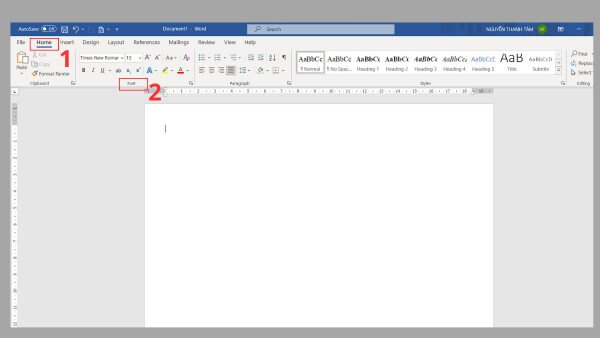 Mở Word hoặc Excel → chọn tab Home