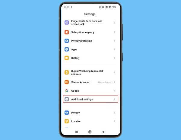 Chọn Cài đặt bổ sung (Additional settings)