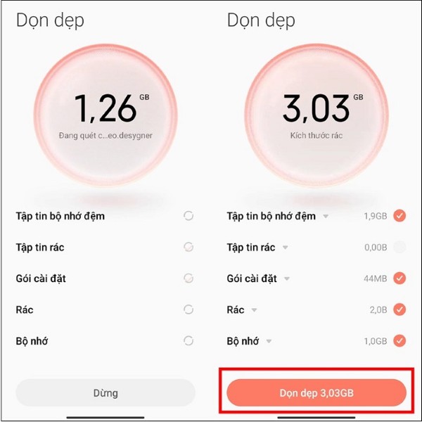 Sử dụng công cụ dọn dẹp bộ nhớ có sẵn trên máy