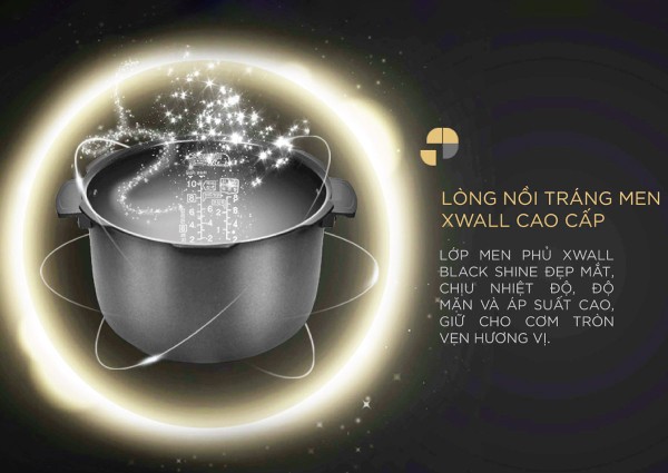 Lòng nồi phủ lớp men Xwall Black Shine cao cấp
