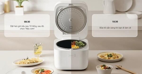 Tính năng hẹn giờ lên tới 24 giờ giúp cài đặt thời gian nấu phù hợp