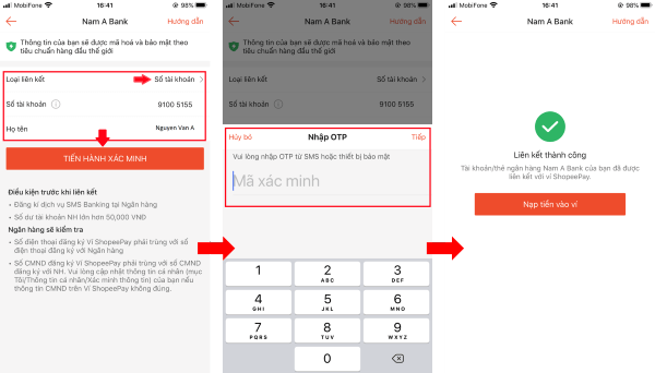 Nhập đầy đủ thông tin và xác nhận