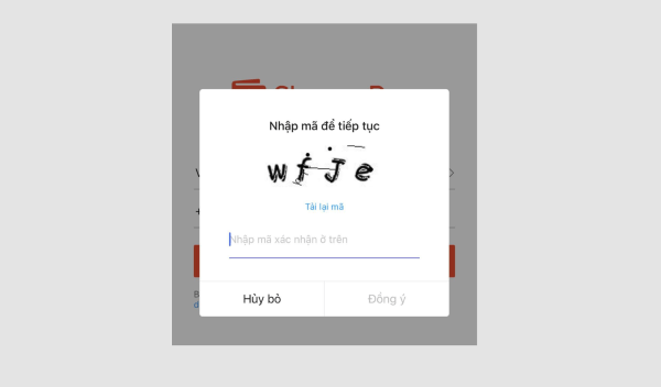 Nhập mã Captcha