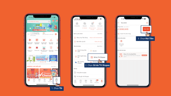 Chọn mục Số dư trong tài khoản Shopee