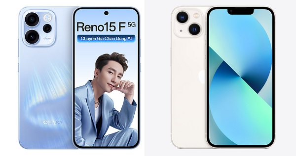 So sánh OPPO Reno15 F 5G và iPhone 13